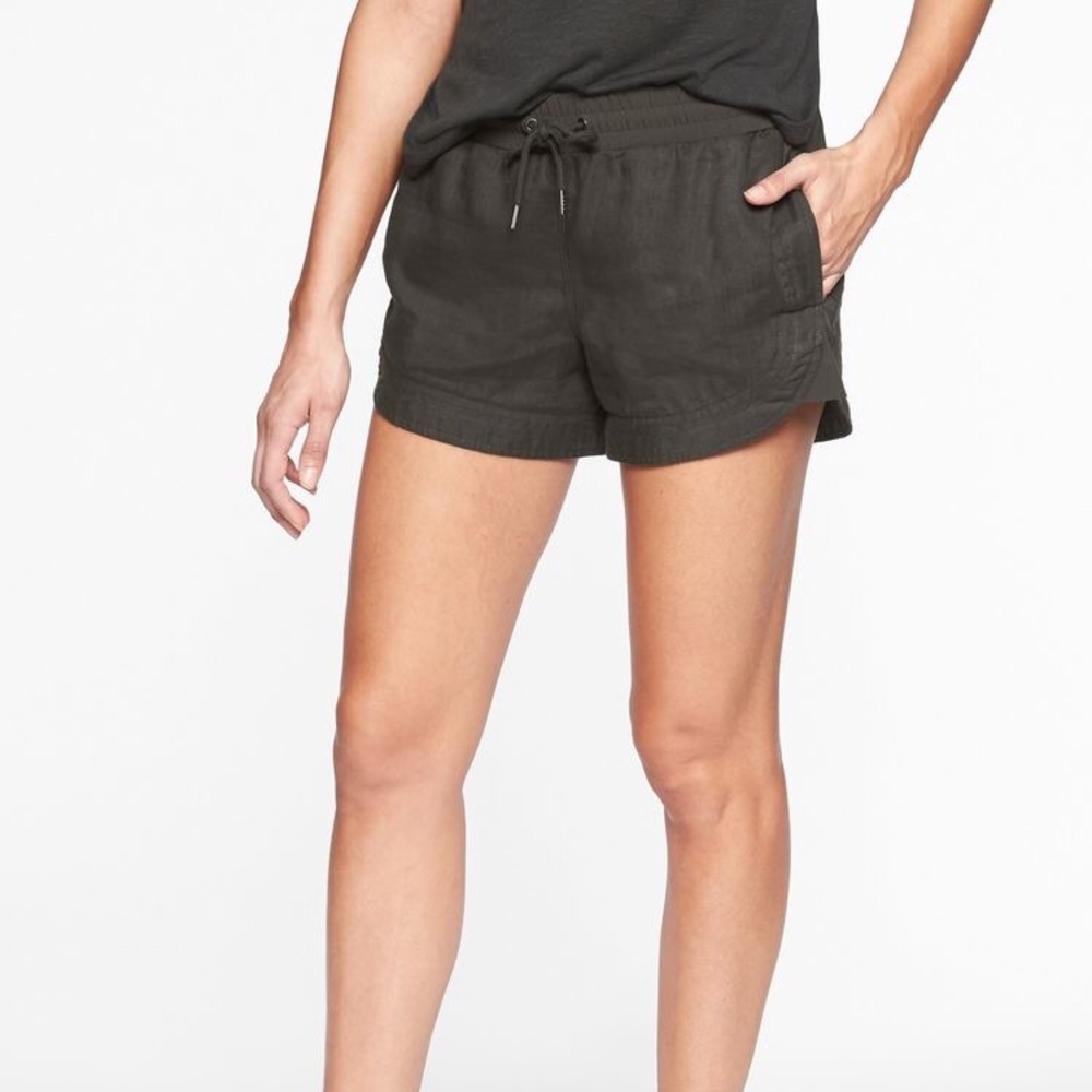 Athleta olive green Bali linen shorts